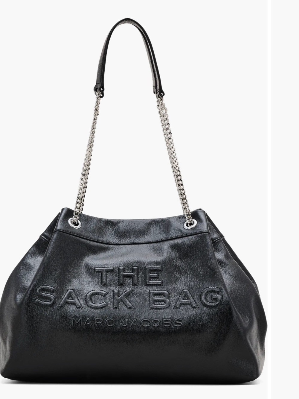Marc Jacobs Black The Sack Bag Leather Shoulder Tote with Chain Straps